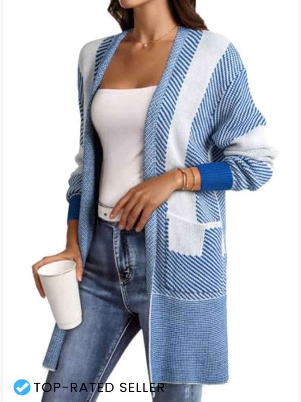 Long Oversized Cardigan Sweater Cozy Knit Open Front Fall Winter Layering - Picture 5 of 7